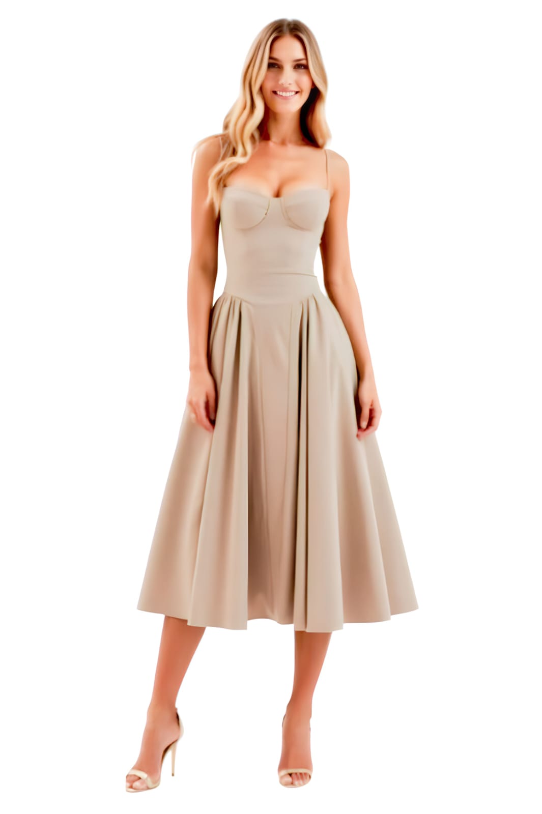 Olivia Women's Floral Midi Dress | Sweetheart Neck Summer Dress for Wedding Guests, Brunch & Vacation