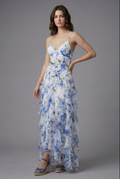 Rina Women's Maxi Dress | Floral Print with Ruffles, Sleeveless Summer Style