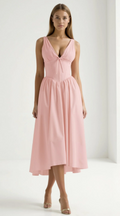 Cassandra Women's Midi Dress | Plunging V-Neck, Elegant Summer Style